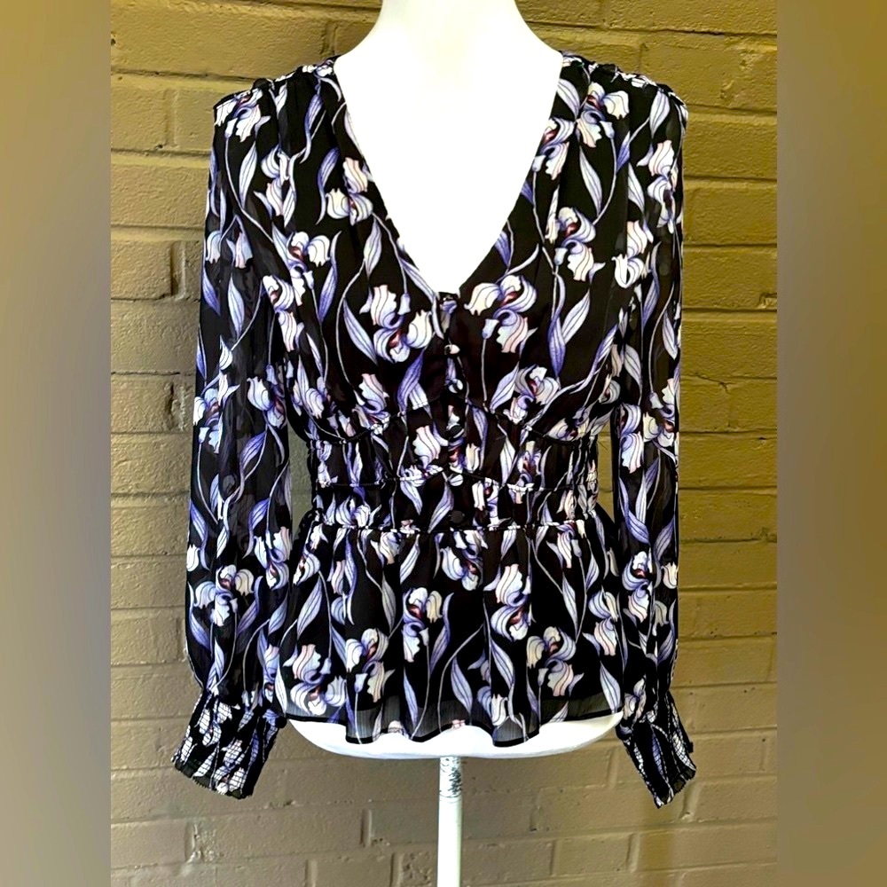 WHBM Iris  Floral print blouse S
